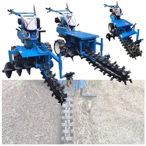 Farm diesel trenching machine single double chain pto trencher