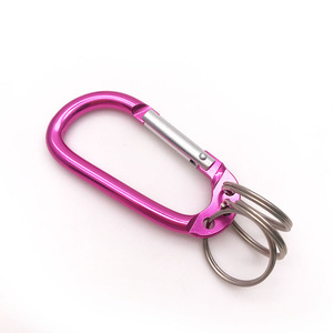 Multifunctional Custom Logo Aluminium Climbing Button Carabiner Anodized Aluminum Carabiner <b>Clip</b> with 3 Rings - Product Image 2