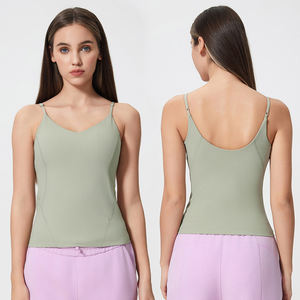 Chaleco deportivo sin tirantes con tirantes en la espalda para mujer, logotipo frontal, manga completa, secado rápido, ajustado, Nailon/licra, ropa para correr para Yoga - Product Image 1