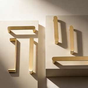 DOOROOM H59 Solid Brass Furniture Handles Modern Brushed Brass Cabinet Pulls for Kitchen Cabinet <strong>Doors</strong> and Drawers - Product Image 4