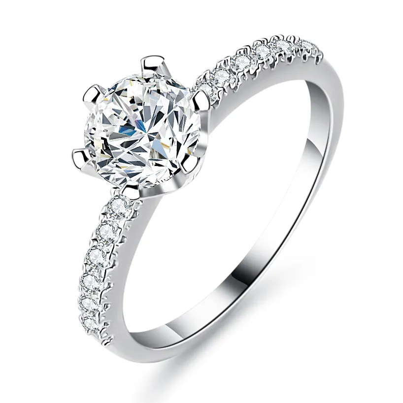 Personale Personale Gioielli di Moda D Colore VVS Moissanite Anelli S925 Argento Sterling Taglio Rotondo Matrimonio Prezzo All'ingrosso Anelli