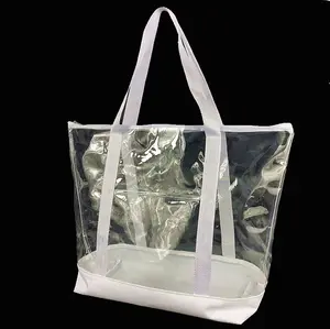 2023 Nieuwe Designer Lichtgewicht Herbruikbare Ademende Damestas Met Ritssluiting 2016 Trendy Pvc Transparante Tas/Doorzichtige Strandtas