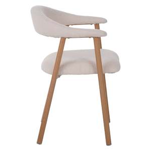 Fauteuil de salle à manger ergonomique et élégant en tissu <span class=keywords><strong>beige</strong></span> avec structure en métal couleur chêne - Product Image 2