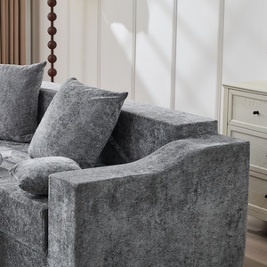 Gray Modular <b>Sofa</b> <b>Bed</b> With Ottoman Foam Filling Living Room Furniture For <b>Small</b> Apartments - Product Image 2