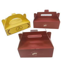 Emballage de luxe haut de gamme, impression couleur UV, effet de gaufrage à l'or, boîte à pâtisserie personnalisée avec logo pour gâteaux et pâtisseries avec poignée