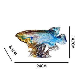 Liuli Кристалл Золотой Дракон рыба художественное произведение роскошный Античный стиль девоксированный хрустальный стеклянный Статуэтка рыбы Статуэтка лучшее Хрустальное ремесло - Product Image 2