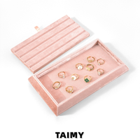 Plateau de présentation en velours diamanté multi-compartiments pour bagues et boucles d'oreilles, organisateur de bijoux pour vitrine de magasin de détail