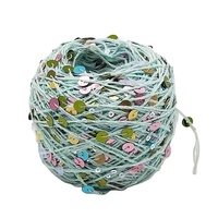 Wholesale Multi-color Fancy Yarn 100% Cotton with 3mm+6mm Sequins Knitting Yarn in Stock