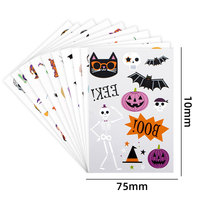 Autocollants imperméables temporaires DIY pour décorations de fête d'Halloween, autocollants squelette et chauve-souris pour enfants, autocollants tatouages métalliques laser citrouille pour visage et corps