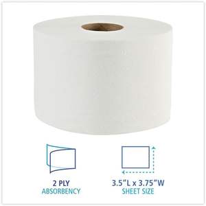 Papier toilette contrôlé Boardwalk Green Xtra OptiCore 2 plis blanc, compatible fosses septiques, 1 000 feuilles/rouleau, 36 rouleaux/carton - Product Image 2