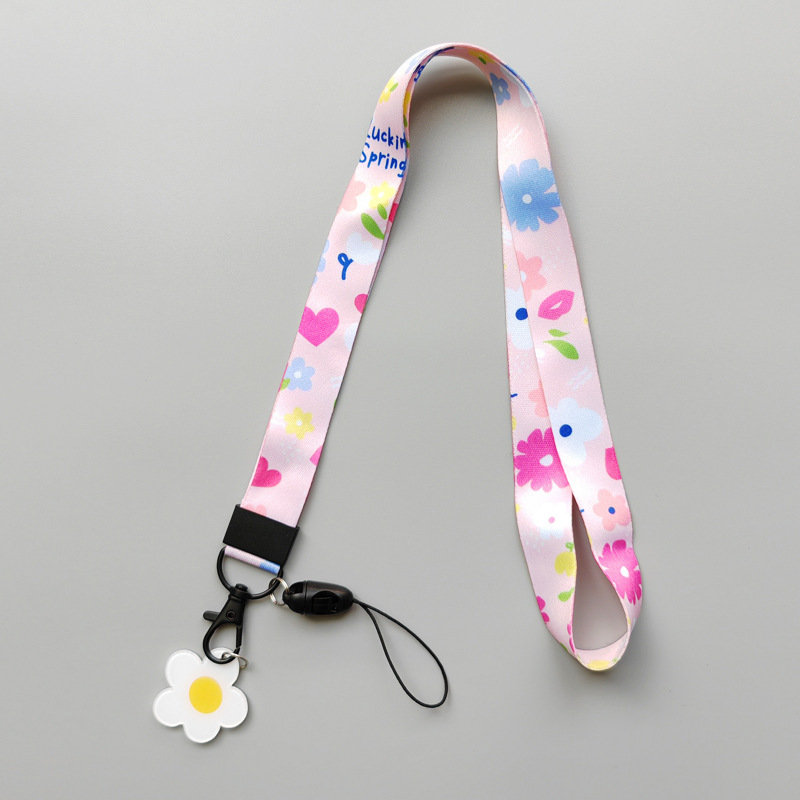 Phone Card Holder Anti-Lost Accessories Lanyards Fashion Fruit Lemon Avocado Flower Design Lanyards Portable Satin Lanyards Image 2