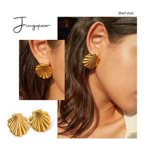 Shell <b>Stud</b> <b>Earrings</b> 18k Gold Plated Zinc Alloy Fashion Party Jewelry - Product Image 2