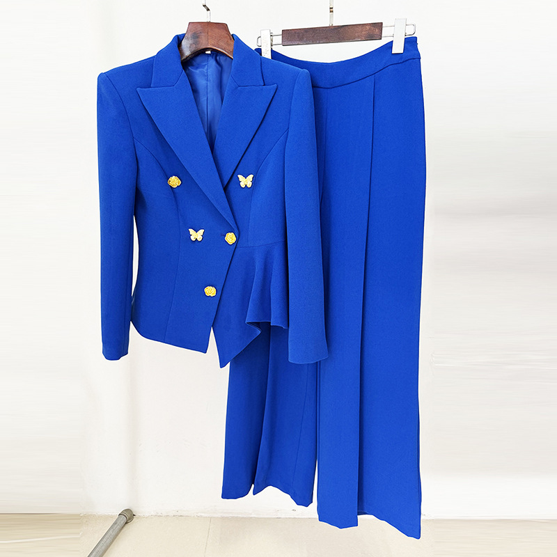 blue dress suit womens 3-Piece Skirt & Pants Suit Set in Navy main image 1