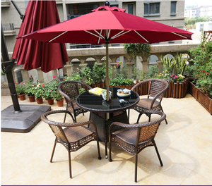 Meubles d'extérieur imperméables de bonne qualité, barbecue familial, <span class=keywords><strong>protection</strong></span> solaire, table et chaises de salle à manger en plastique et en bois, ensemble de banquet - Product Image 2