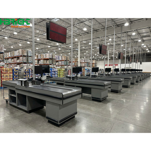 Gray Wood Grain <b>Checkout</b> <b>Counter</b> Retail Cashier Desk POS Reception <b>Counter</b> for Store - Product Image 6
