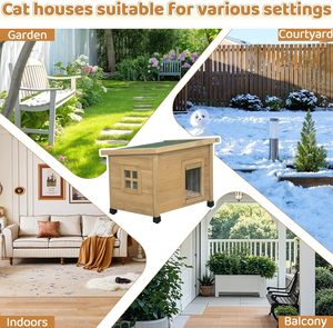 Casa de Madera para Mascotas, Resistente a la Intemperie, para Invierno, para Cachorros y Gatos, Diseño Elevado con Ventana - Product Image 6