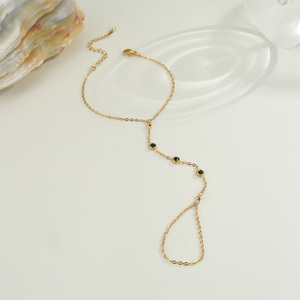 2026 Trending Waterproof Colorful CZ Inlaid Stainless Steel <strong>Interlinked</strong> Finger Bracelet - Product Image 4