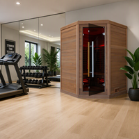 Sauna de loisirs pour usage domestique, 4-5 personnes, sauna infrarouge à spectre complet avec design d'angle en bois de cèdre rouge massif, respectueux de l'environnement