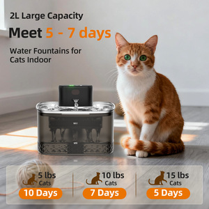 Fuente de agua inteligente recargable para mascotas, para gatos y perros, con bebedero transparente negro y filtro de algodón azul WF310 - Product Image 3