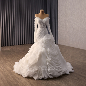 Vestido de Novia de Lujo Rsm251144 con Bordado, Volantes y Espalda con Cordones, Estilo Sirena, Vestido de Boda <span class=keywords><strong>Civil</strong></span> Jancemebr - Product Image 2