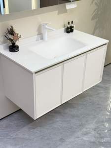 60 In Modern <b>White</b> Minimalist DesignWall Mounted Bathroom Vanity With Led <b>Mirror</b> Soft-touch Integrated Sink - Product Image 3