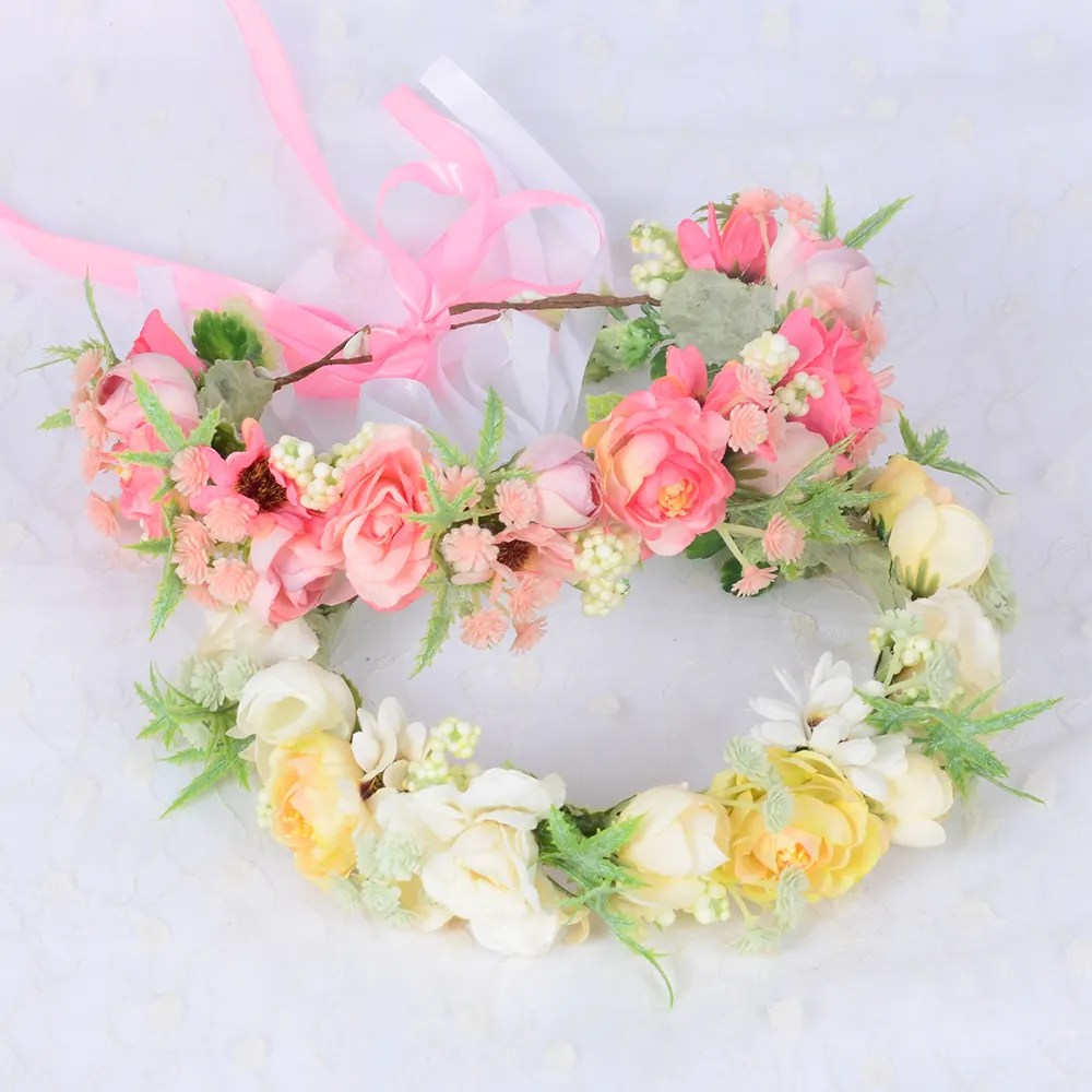 Made in China Großhandel-Pink Corolla Girlande Blumen Künstliche elegante Luxus Hochzeit Haarschmuck