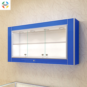 Retail Shop Fitting Top Quality 10 Years Guarantee Seamless Metal Frame <strong>Wall</strong> Mounted Lockable Glass <strong>Display</strong> <strong>Cabinets</strong> With Light - Product Image 5