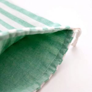 Customizable Stripe Women's Eco-Friendly Canvas <b>Drawstring</b> <b>Pouch</b> Cotton Gift Jewelry Storage Bag with Label - Product Image 5