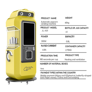 Machine à popcorn automatique commerciale en métal avec système de paiement complet, fonctionnement à pièces, support en espagnol pour la vente en libre-service dans les centres commerciaux - Product Image 3
