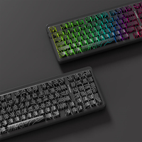 Double Shot ABS Keycaps Black Topographic Lines Backlit Shine Keycap Set Side Printed Dye Sublimation Cherry Profile TKL US