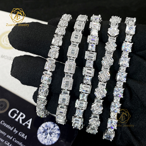 <span class=keywords><strong>2025</strong></span> Hợp Thời Trang Hoa Phong Cách Moissanite Kim Cương Vòng Đeo Tay 925 Bạc Baguette Iced out VVS Moissanite Tennis Chuỗi Vòng Đeo Tay - Product Image 3