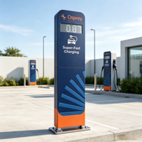 Pylône publicitaire monolithique pour la recharge de véhicules électriques, résistant aux intempéries, en acier inoxydable, pour centre commercial