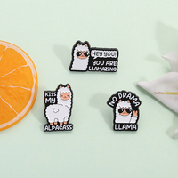 Drôle Lama Émail Pin Mignon Alpaga Broche Animal Signe De Paix Badge Bijoux Cadeau pour Sac À Dos Vêtements En Gros