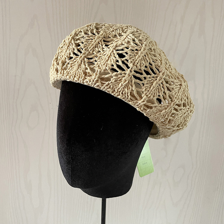 Women's Straw Beret Hat Summer French Beret Hats Sun Cap Artist One