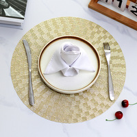 Set de table rond tissé européen de 38 cm, luxueux et tendance, en PVC ajouré