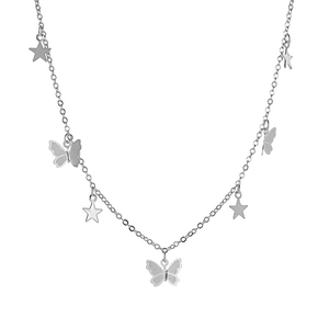 Trendz Simple Style papillon collier en métal Pentacle pendentif clavicule collier bijoux - Product Image 2