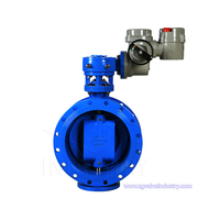 Harga bagus DN80 DN100 DN125 DN150 DN200 DN250 DN300 DN350 DN400 katup kupu-kupu eksentrik ganda aktuator elektrik