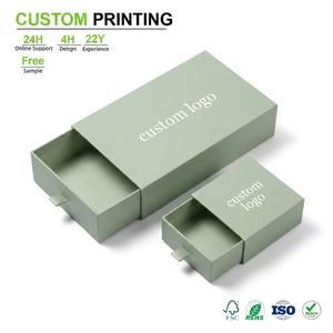 Custom Sage Green Slide Drawer Boxes Cardboard Gift Packaging With Logo For Small Items And Holiday Wrapping