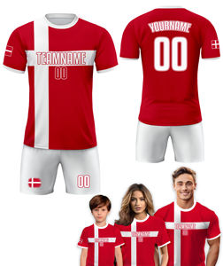 <span class=keywords><strong>Maillot</strong></span> personnalisé de football du <span class=keywords><strong>Danemark</strong></span> pour les hommes personnalisé nom numéro Logo coupe automatisée haut fan joueur uniforme chemise nationale - Product Image 1