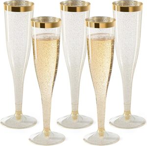 Coupe latérale en poudre d'or transparente jetable transfrontalière de 6.5 oz/200 ml grand verre à vin rouge détachable pour flûtes à champagne - Product Image 2