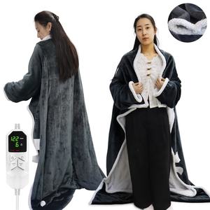 Couverture chauffante électrique en flanelle portable avec poches chauffantes pour les pieds, contrôle de la température, lavable en machine, personnalisable, tension universelle - Product Image 4