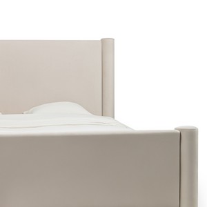 Cama Doble Tapizada <span class=keywords><strong>Zeni</strong></span> 160x200 con Base de Láminas y Espacio de Almacenamiento, Terciopelo, Beige Claro - Product Image 5