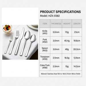 Juego de Cubiertos Modernos de Acero Inoxidable 304 con Acabado Espejo, Directo de Fábrica, Cubertería de Lujo con Mango Cuadrado para Hotel y Restaurante - Product Image 4