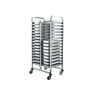 Peralatan Hotel garis ganda Restoran lipat baja tahan karat GN panci baki roti troli rak - Product Image 1