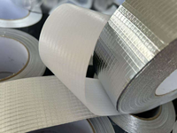 Ruban adhésif en tissu de fibre de verre et feuille d'aluminium pour conduits CVC, 2 pouces x 50 m, auto-adhésif, étanche, résistant à la chaleur et ignifuge, pour isolation de tuyaux