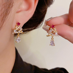 Orecchini Pendenti a Goccia di Cristallo a Forma di Albero di Natale per Donne, Stile Festivo Invernale, Accessori per Uso Quotidiano e Feste - Product Image 2