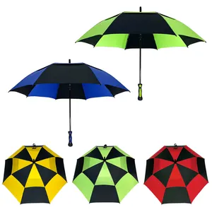 欧维达27英寸高尔夫雨伞厂家定制标志设计雨伞拼接黑色和黄色