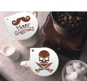 Acier inoxydable Fantaisie Café Impression Modèle Mousse Pulvérisation Gâteau Pochoirs Café Dessin Cappuccino Moule - Product Image 1