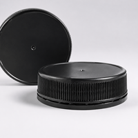 Bouchon à vis en plastique noir nervuré de 82 mm pour bocal à large ouverture