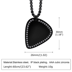 Collares de Joyería al por Mayor con Colgante Personalizado de Púa de Guitarra de Acero Inoxidable - Product Image 5